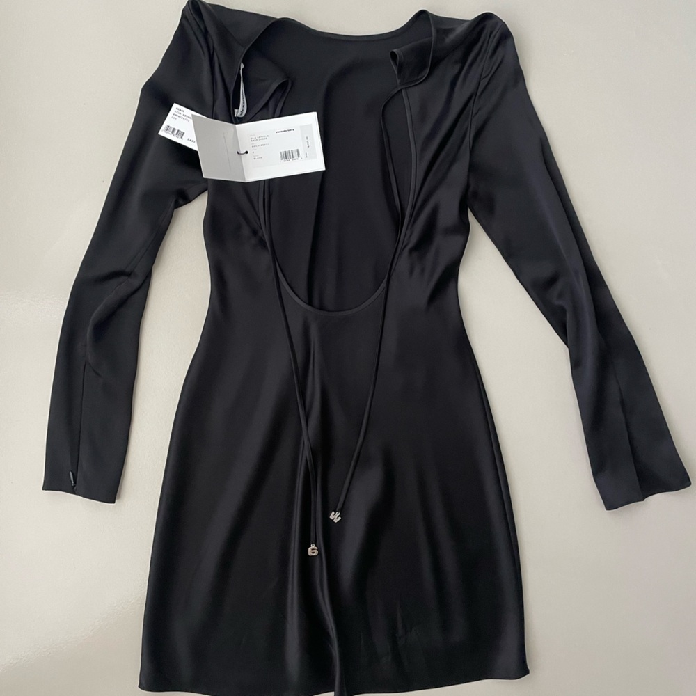 ALEXANDER WANG T LOGO OPEN-BACK SATIN MINI DRESS Size 2 - Picture 5 of 7